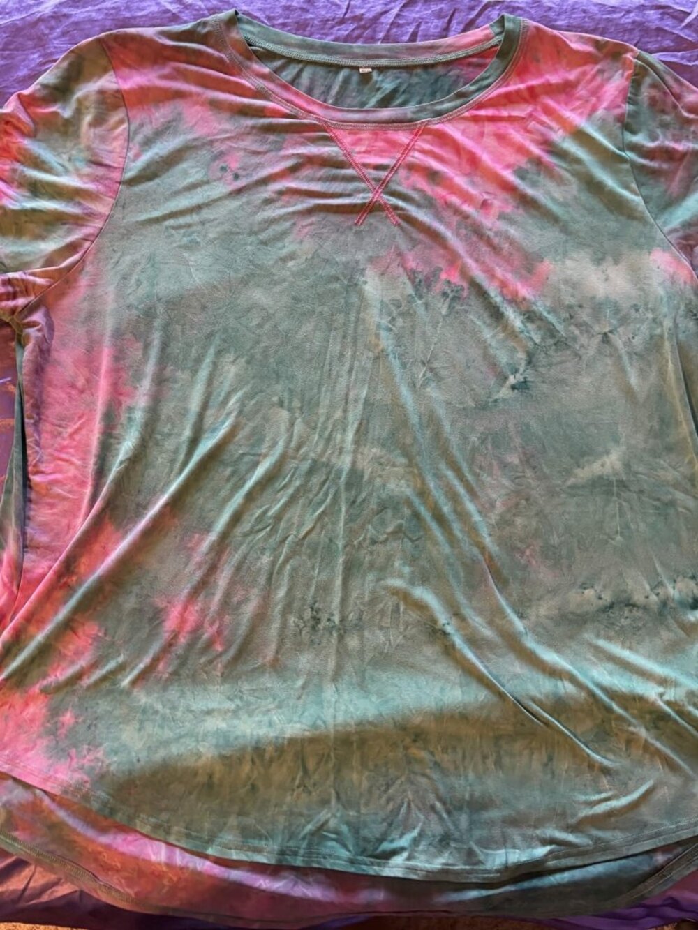 Green Pink Tie Dye Shirt 4XL Plus Size Oversized Colorful Tee